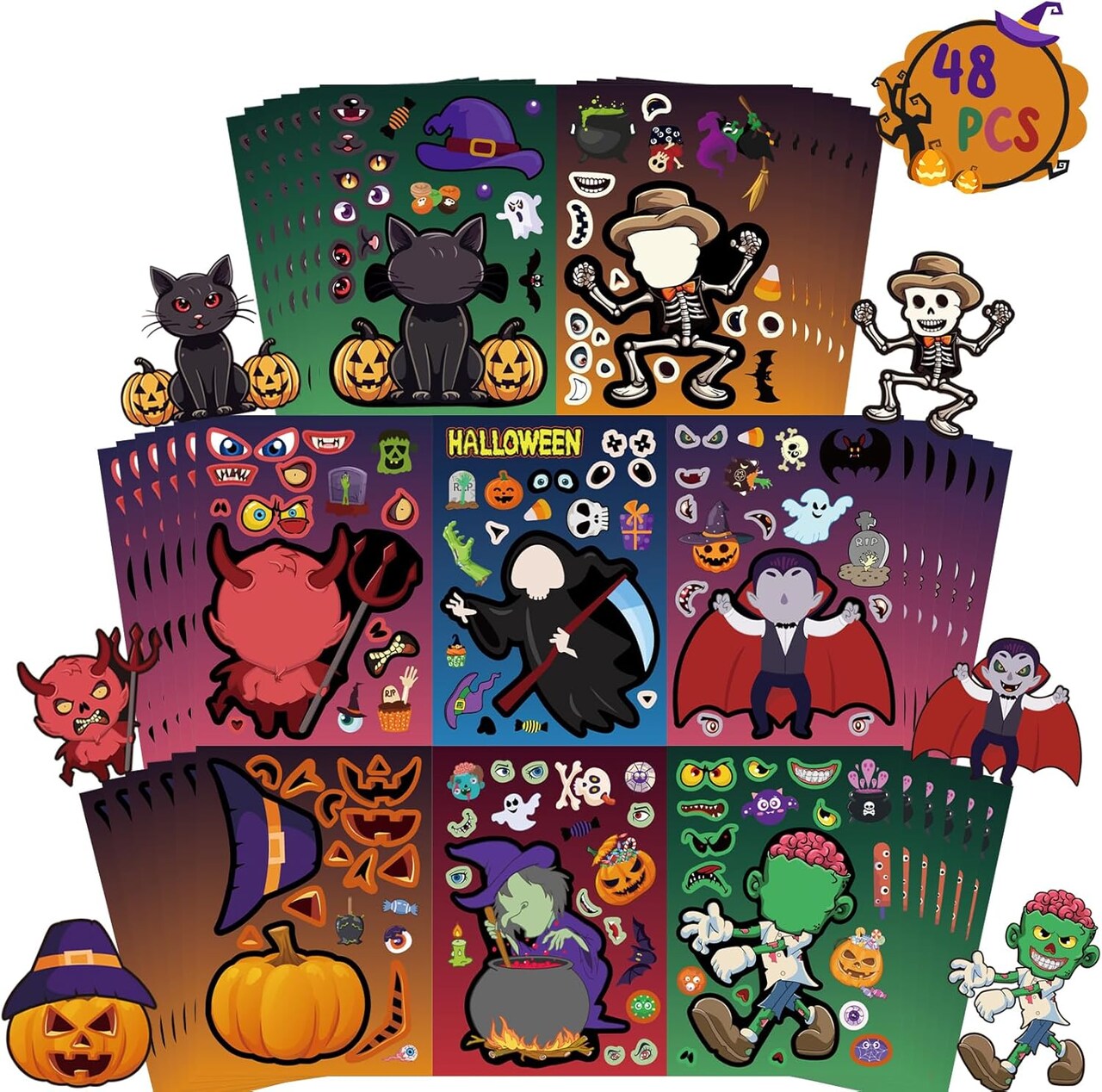 DIY Make a Face Halloween Crafts Stickers for Classroom Treats Part